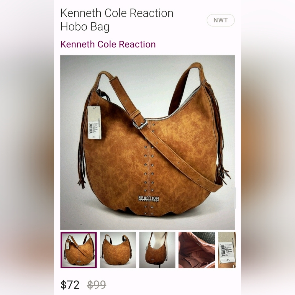 NWOT Kenneth Cole Reaction Hobo Bag Gray Big - Picture 13 of 13